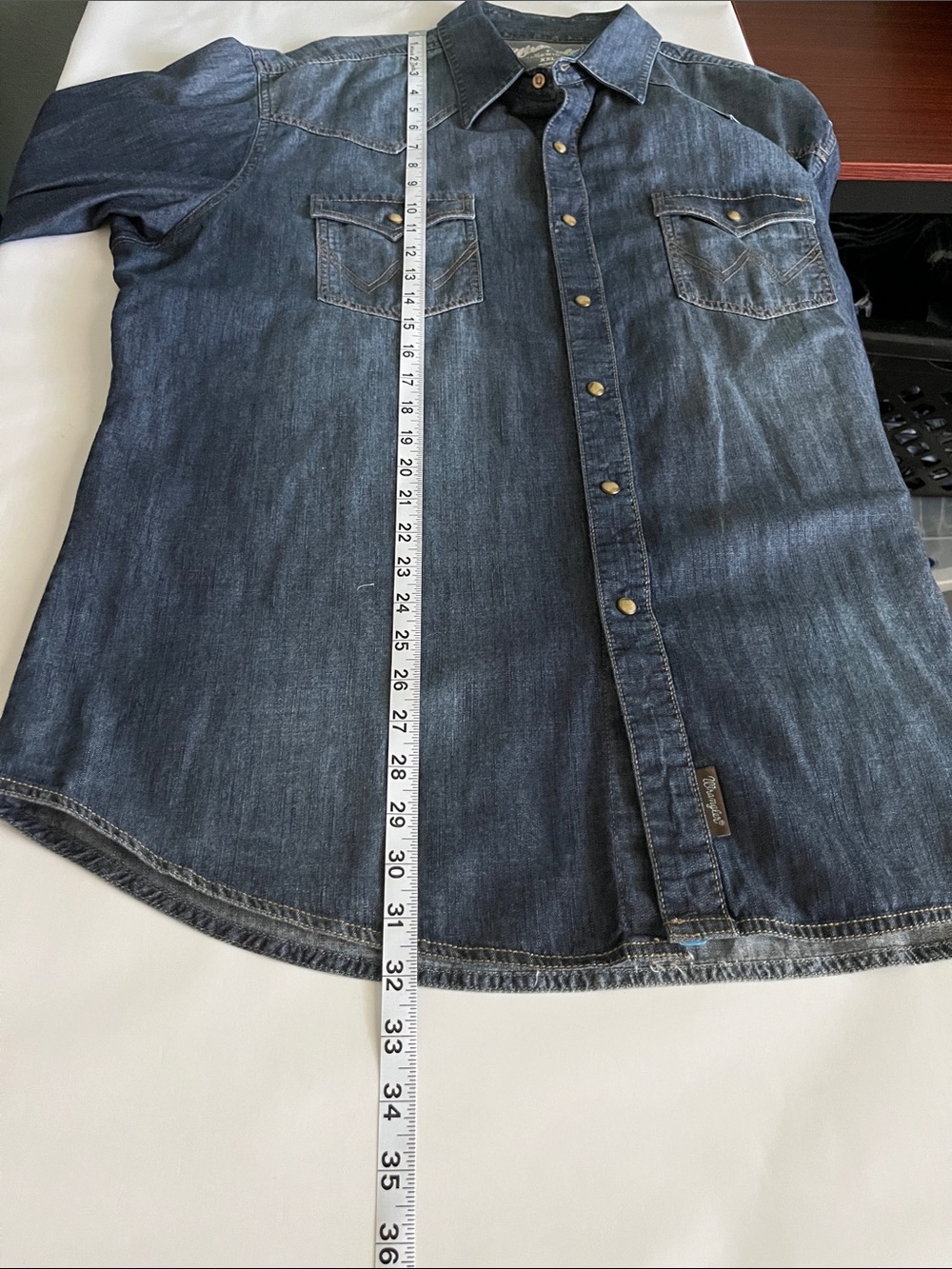 Wrangler Retro Premium Denim Long Sleeve Pearl Snap Shirt Size XXL - Picture 5 of 12